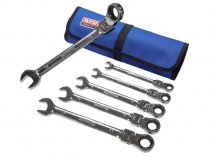 Faithfull XMS25SPANNER Ratchet Combination Spanner Set in Tool Roll 6 Piece