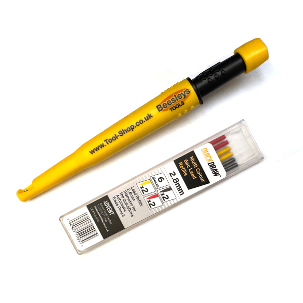 Beesleys QuickDraw Automatic Pencil and 6 Piece Multi Coloured Lead Set