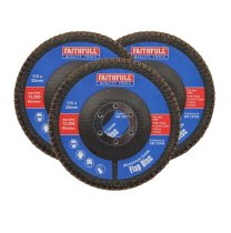 Faithfull FAIFD115AM3 Aluminium Oxide Flap Disc 115 x 22mm Mixed Grit (3 Pack)