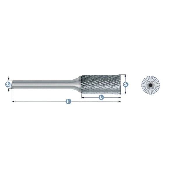T1242 Tungsten Carbide Burr Cylinder Shape with End Cut