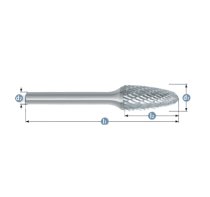 BLLNSDTREE6 Tungsten Carbide Burr Bull Nose Tree Shape