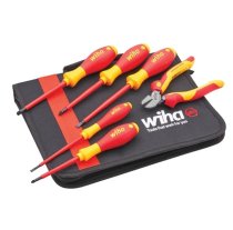 Wiha XMS25VDESET 5 Piece VDE Slotted & Phillips Screwdriver Set With Side Cutter Plier
