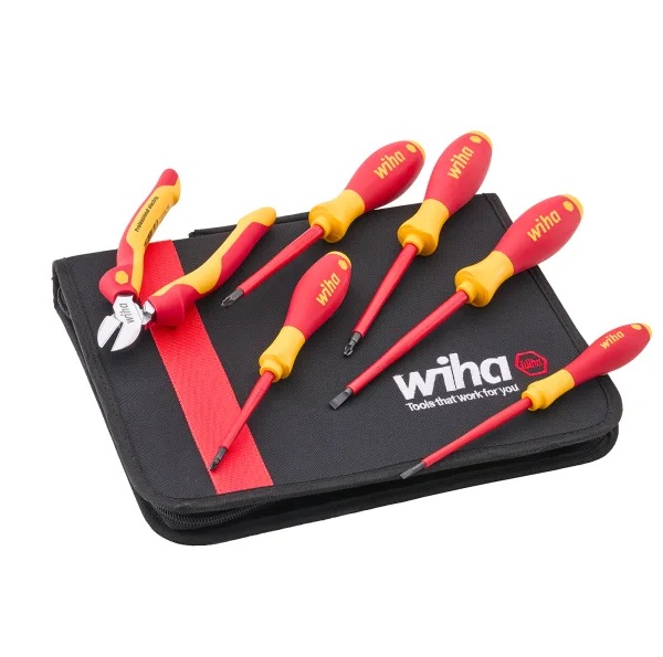 Wiha XMS26VDESET 5 Piece VDE Slotted & Phillips Screwdriver Set With Side Cutter Plier