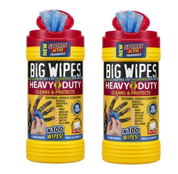 Big Wipes XMS25WIPES Heavy Duty Pro+ Wet Wipes Tub of 100 Twin Pack