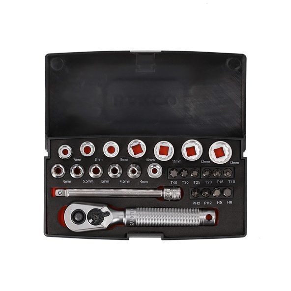 Bahco XMS25SS14 Special Edition 25 Piece 1/4" Drive Metric Socket and Bit Set 4 - 13mm All Metal