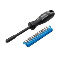 Draper 13438 Soft Grip Magnetic Screwdriver and Bit Set 1/4inch x 100mm 14 Piece