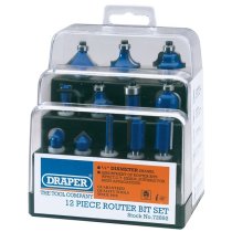 Draper 72892 TCT Router Bit Set 1/4inch 12 Piece