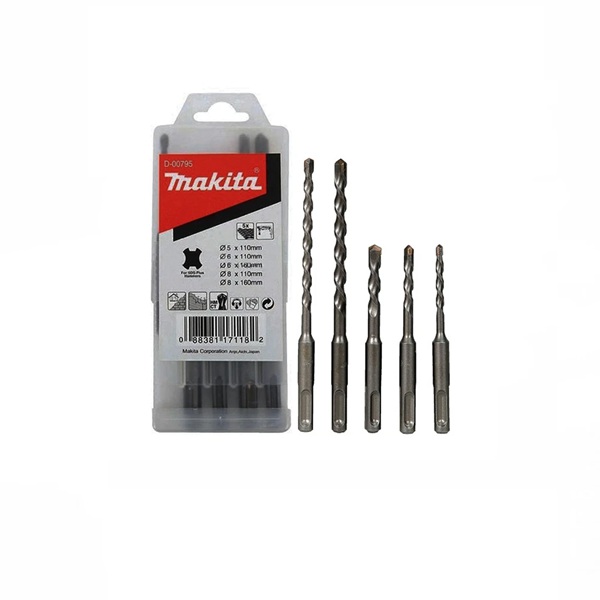 Makita D-00795 5 Piece for SDS-Plus Drill Bit Set