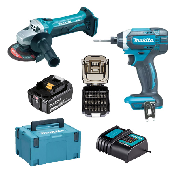 Makita 18DGADTD 18V Impact & Angle Grinder Kit