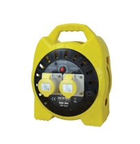 Faithfull FPPCR25MSEL Semi-Enclosed Cable Reel 110V 16A 2-Socket 25m (1.5mm Cable)