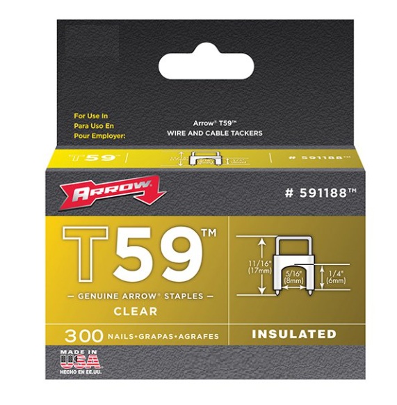 Arrow ARR591188 T59 Insulated Staples Clear 6 x 8mm Box 300