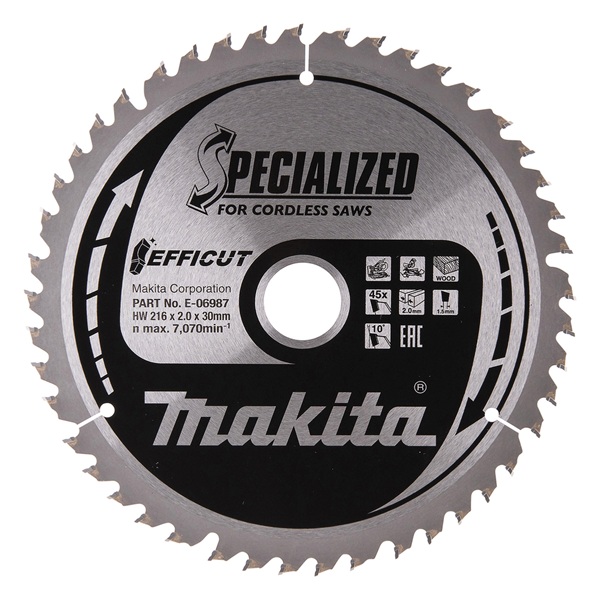Makita E-06987 Circular Saw Blade Efficut TCT 216x30mm 45T