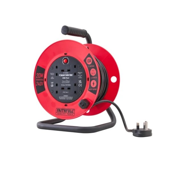 Faithfull XMS26CR20M 20m Cable Reel 240V