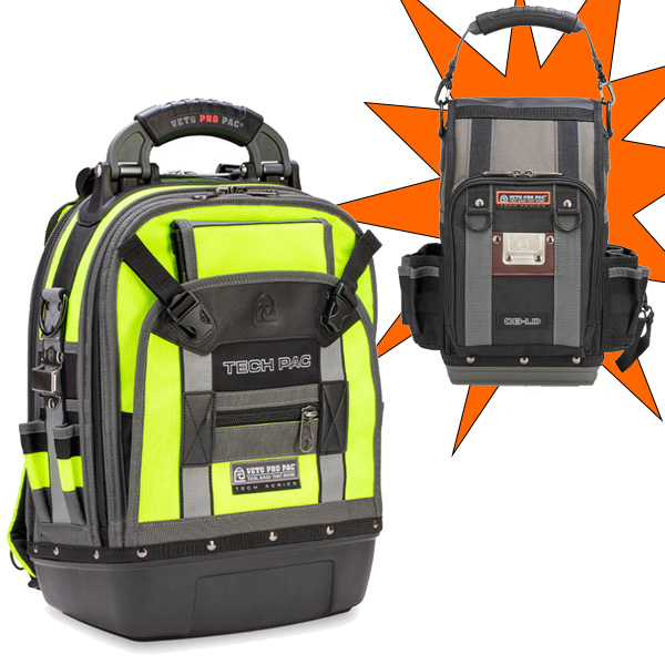Veto Pro Pac TECH-PAC HiViZ YELLOW Tool Back Pack plus free CB-LD